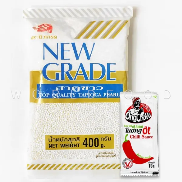 칠리소스증정 태국 화이트 타피오카 펄 뉴그레이드 화이트사고 버블티 400g Worldfood 1팩