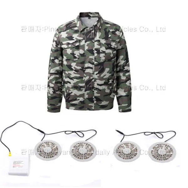 희음 여름 현장 에어컨옷 시원한 작업복+20000mAh리튬전지보조베터리 GZF-001 S-4XL, 4XL:미체상의+선풍기*4개+리튬이온전지