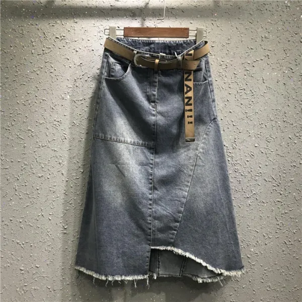 Kirahosi 스타일리시 여성 하이웨스트 스커트 미디 롱 데님 치마 177호+ 덧신 증정 Bd571uti