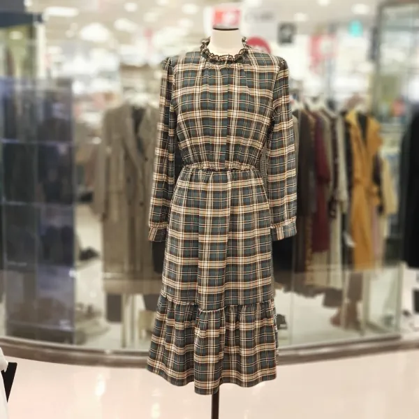 클라비스 귀엽고 예쁜 케주얼룩 롱기장 체크 원피스cvow94t02q