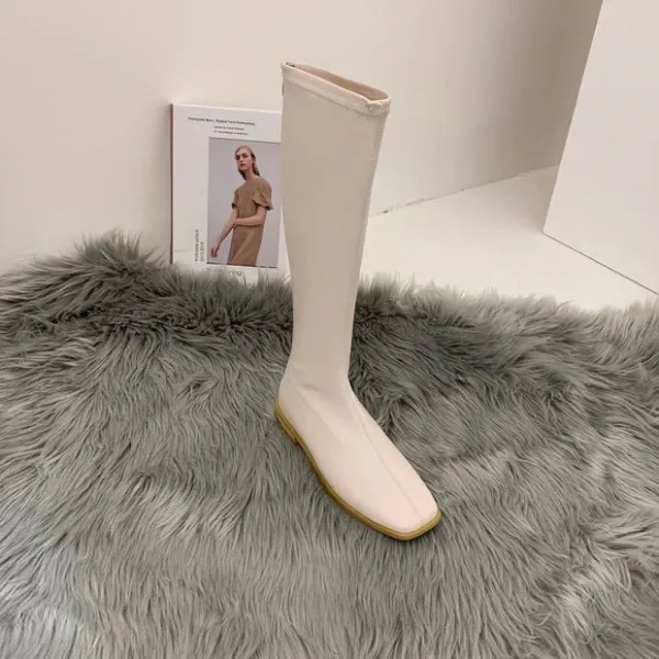 다인상점 롱부츠 롱 부츠 여자 자 겨울 가을 계절 기모 융 슈즈 하이 라이더 무릎을 넘지 않다 슬림 핏 라인을 과시