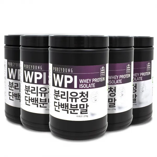 퓨어영 단백질보충제 WPI 분리유청단백질 270g, 5통
