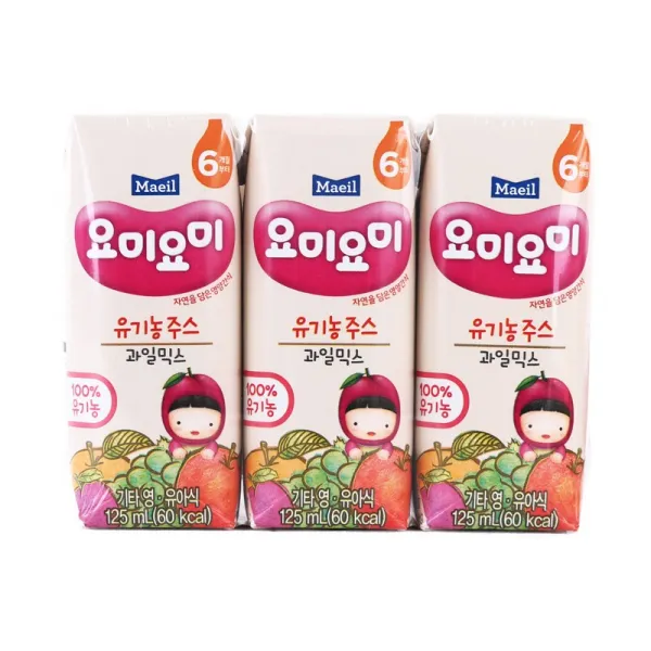 [메가마트] 요미요미 유기농주스 종합과일 125ml*3개, 선택