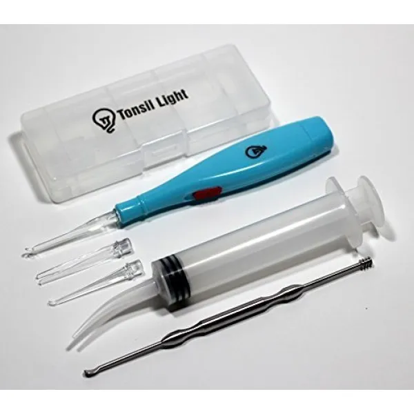 Tonsil Light 편도선 라이트 편도선 스톤 리무버 + 관개 주사기 + 프리미엄 스테인레스 스틸 도구 색상 변경 가능 단일상품