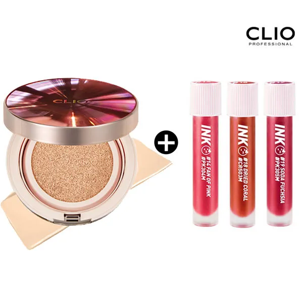 New 클리오 킬커버 광채쿠션 기획세트 본품+리필 +페리페라 잉크 마뜨 블러틴트 킬커버 광채쿠션 기획세트002 란제리 잉크 마뜨 블러틴트004 열정만수르