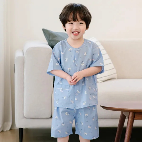 찌니야 남아용 라인고양이 60수순면 반팔상하세트