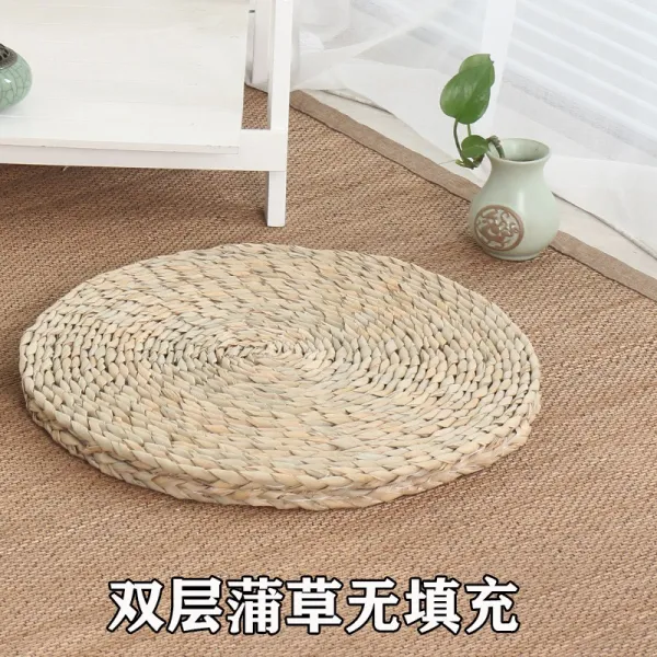 짚단 옥수수 가죽 뜨개질 방석 다다미 바닥 타석 배불 선 수 날리는 창 원형 포초 덩굴 매트 더블레이어 풀무충전 방석 두꺼운 34