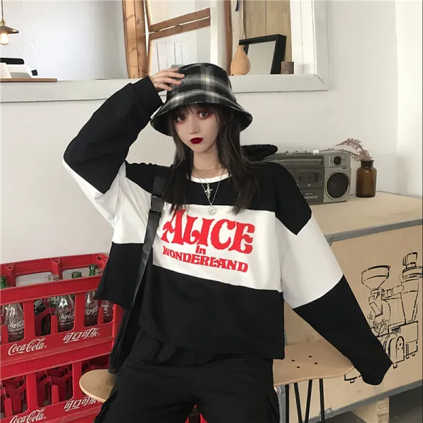 Okseller1 시티캐주얼 루즈핏 라운드넥 긴소매 티셔츠