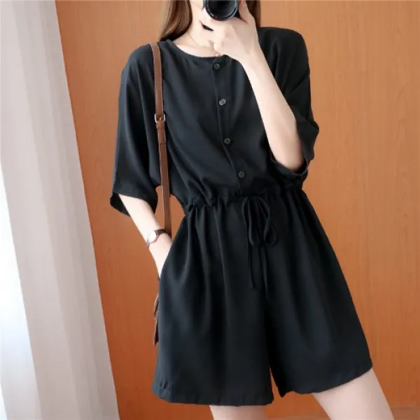 Dipylon 여성 점프슈트 멜빵바지 무지 마 와이드 팬츠 통통한 사이즈 여성복 가랑이 허벅