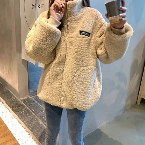 루즈핏 포근한 양털 집업 후리스