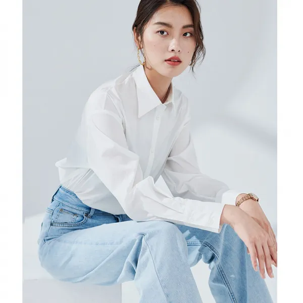 위쿱스토어 흰색셔츠 하얀색셔츠 초면 말솜 축구 선수권 링클프리 화이트블라우스 여성 긴 소매 빳빳한 오피스 비행기 넥