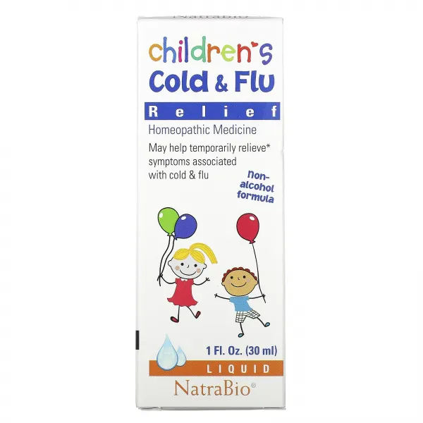 NatraBio 어린이용 감기 및 독감 완화제 30ml1fl oz 2팩, 단일상품