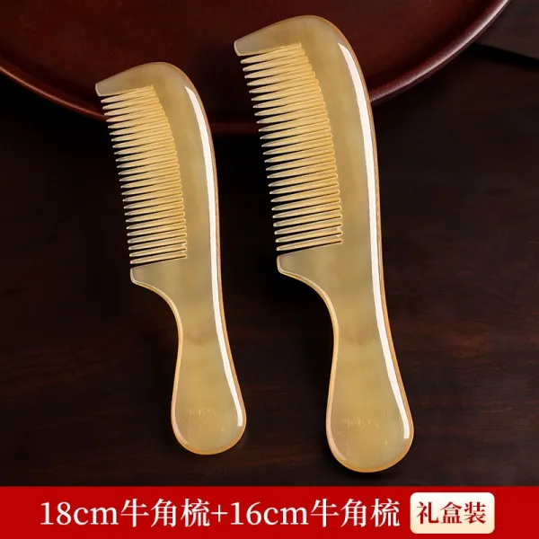 천연 복숭아나무빗 자 가정용 우드 숏 정전기 탈모이다 단목 쇠뿔 방지 남성 여성 장발 전용, 16cm 쇠뿔 빗 _18cm 쇠뿔 빗