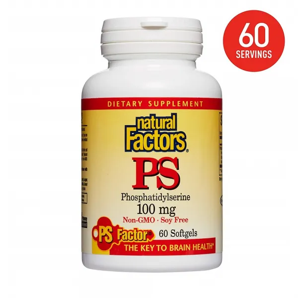 Natural Factors 네추럴팩터스 Phosphatidylserine 100mg 60정 PS 포스파티딜 세린 천연 뇌 세포, 1개, 1병