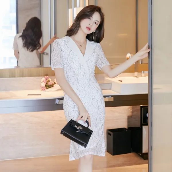 가을옷 여자 밤미니 드레스다 치마 하객 평소 화이트 V넥 원피스