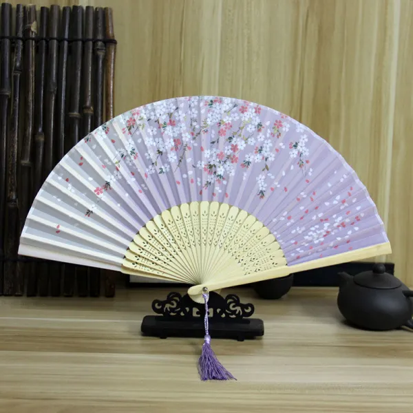 망홍고구자 수술 중 국풍 고대 여성 춤 접는 여름 패션 고전 한복 접선, 16보라색 앵두 비포함 주머니