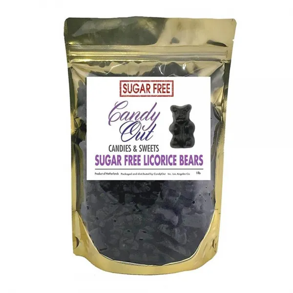 CandyOut 사탕발림 짠 감초 곰인형 무설탕 1파운드 달지 않음 Salty Licorice Bears Sugar Free Candy 1 Pound Not Sweet