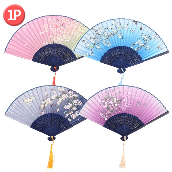 예쁜 꽃그림 고급 원목 대나무 휴대용 부채 팬시 센스 무더위 선물 유아 땀방지 학생용