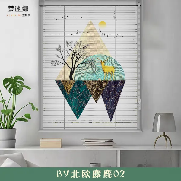 몽매인 나 알루미늄 백엽 무타공 승강 전동 침실 햇빗가리기 노르딕 거실 가정용 요리당, QLYX-13