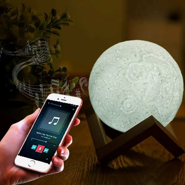 달 빛 무선 블루투스 스피커 LED 램프, 달 그림자 원격 제어 -130mm