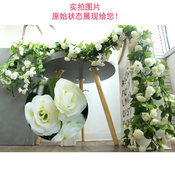 흔들의자 파이프 장식 유행패션 가리는 그네 아름다움 곤돌라 장식꽃 침실 아이디어 꽃등나무, T03-69송이 화이트장미 1.7m