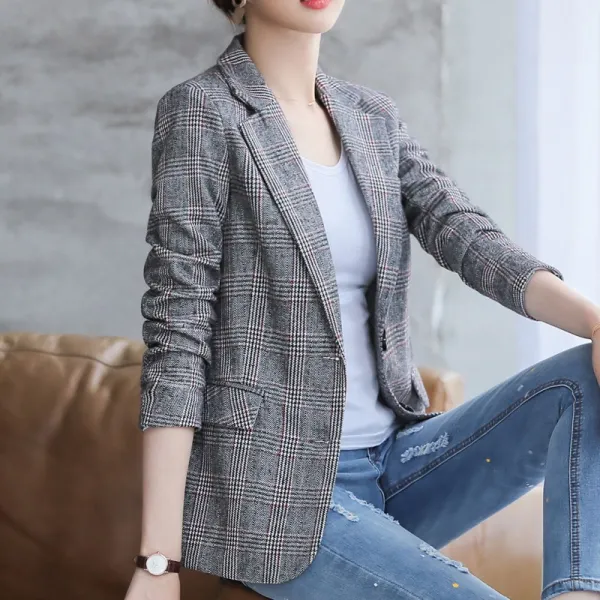 Zhendie 여성용 체크무늬 정장자켓 46867906