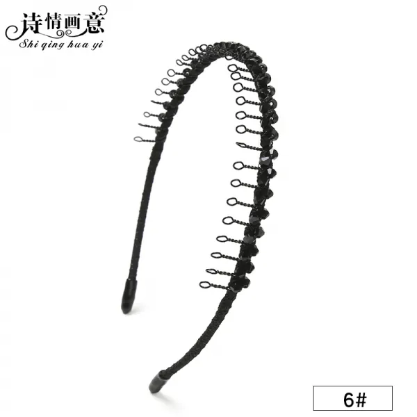 헤어밴드 머리띠 여백이 외출헤어카드 다진 머리베일 심플한 한국 헤어 여단 세안 테이프 이빨 미끄럼 방, 단일옵션, 06# 블랙