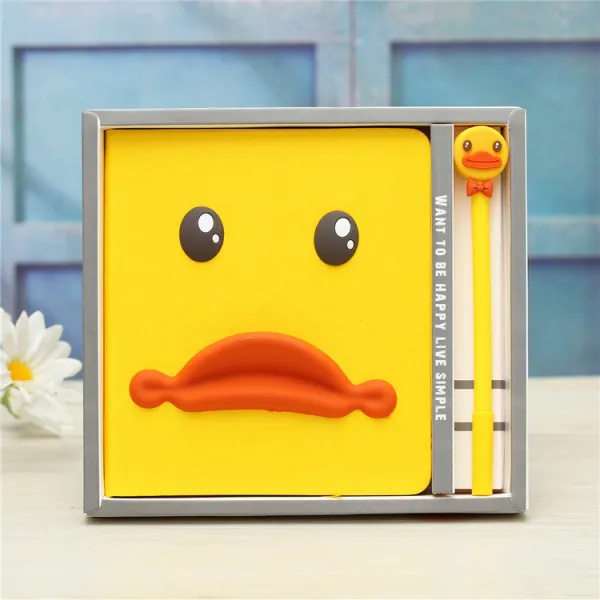 플래너 아이디어 귀여운 애니메이션 셀럽 장부 학생 선물상자 세트포장 일기 노트 선물 필기노트 문구, T13-노랑아기오리 뜬눈 스타일 소/화이트 페이지