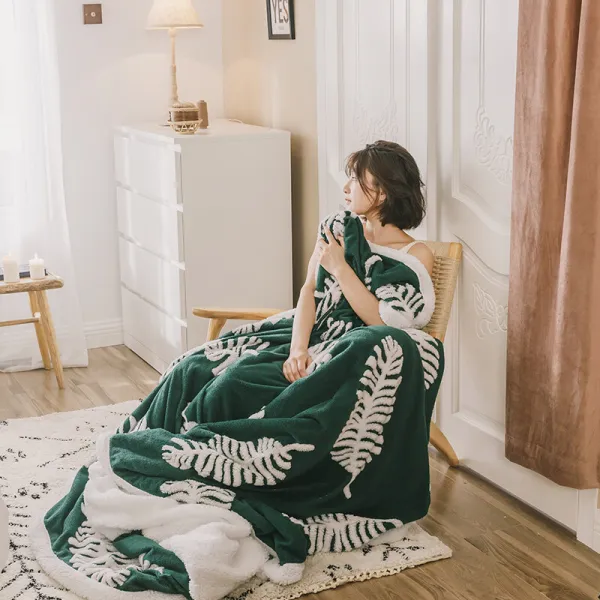 예는 겨울에 털담요 이중 코랄 모직 타월 이불 낮잠 쉬다 이불 가후 보온 플란넬 이불 홑겹 겹겹겹 모직이불 홑이불 더블 블록 파초 잎 200*230cm