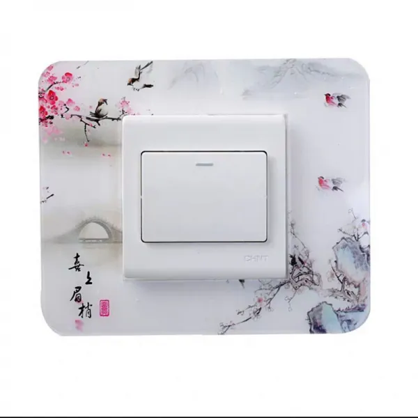 Jan.25 858번 중국식 아크릴 4개 시트 스위치 부착 현대 중국식 가정용 스위치 콘센트 전원 보호대Z, 희색 이 만면 하 다.