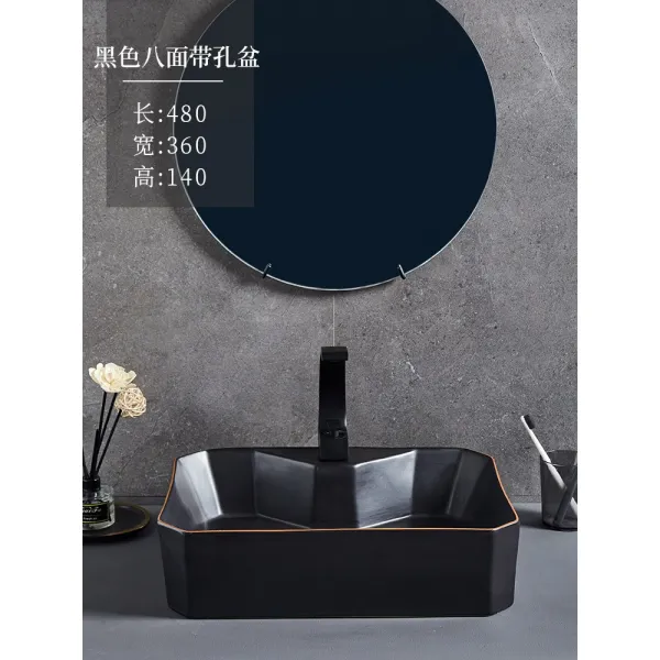 끊임없다 독창적 도자기 북유럽바란스 세수대야 양식 손을씻다 화장실 아트 탑카운터 단분, 블랙 팔면 있음 공 -포함안함 부품