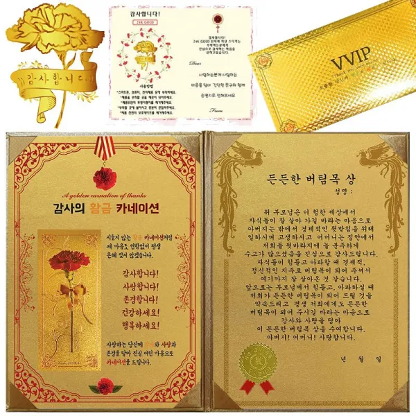 럭키심볼 2020년 어버이날기념 감동의 감사장선물세트, 39_카네이션 감사장 든든한 버팀목상 + 감사합니다 스티커 + VVIP봉투