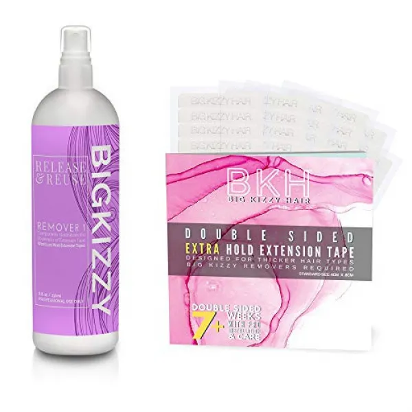 접착제제거제 Big Kizzy Release & Reuse Tape Hair Extension Remover Tested & Proven Fastest & Easiest Remover + EXTRA Hold Hair Extension Tape 4cm x .8c, 본문참고