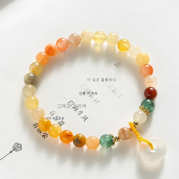 DFMEI [평안평안] 바두 악세사리 금사옥 딸기 결정 팔찌 샤샤오중 스몰 버클 라이트사치스럽다
