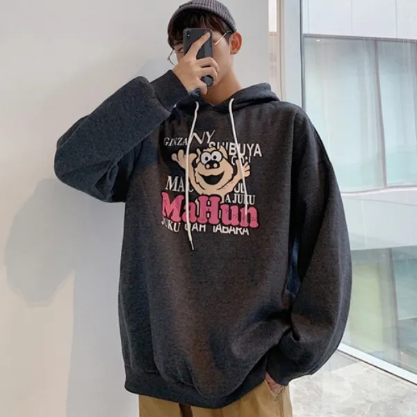 가바바 남성 후드티 Mahun 그림으로 깜찍하게 꾸민 루즈핏 긴팔 티셔츠 G38833