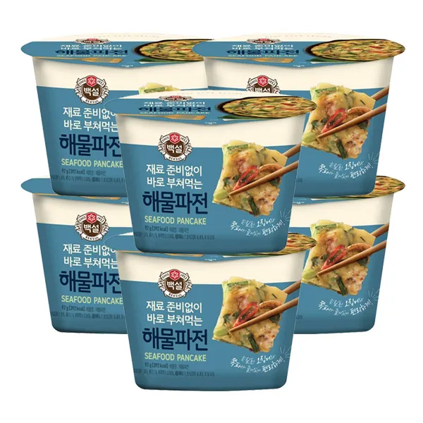 CJ제일제당 백설 컵전 해물파전 92gX6개, 단품
