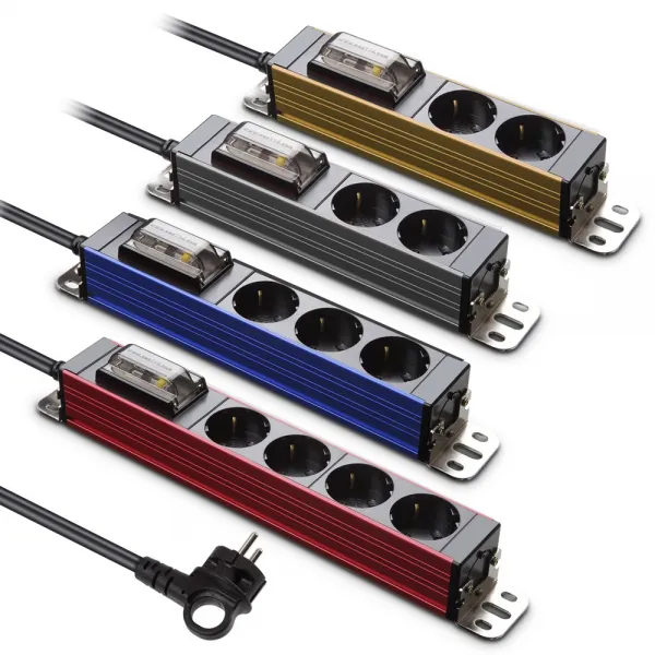 현대 4000W 고용량 20A 고압 멀티탭 2구 3구 4구 1.5M 3M 5M 어에컨용 산업용 대용량 전기코드 오디오, 골드, 2구 1.5M