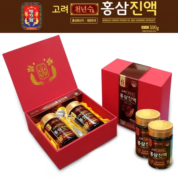 명기삼 진한고려홍삼 고려천년수홍삼진액250gx2병 6년근홍삼녹용농축액 쇼핑백증정, 1개