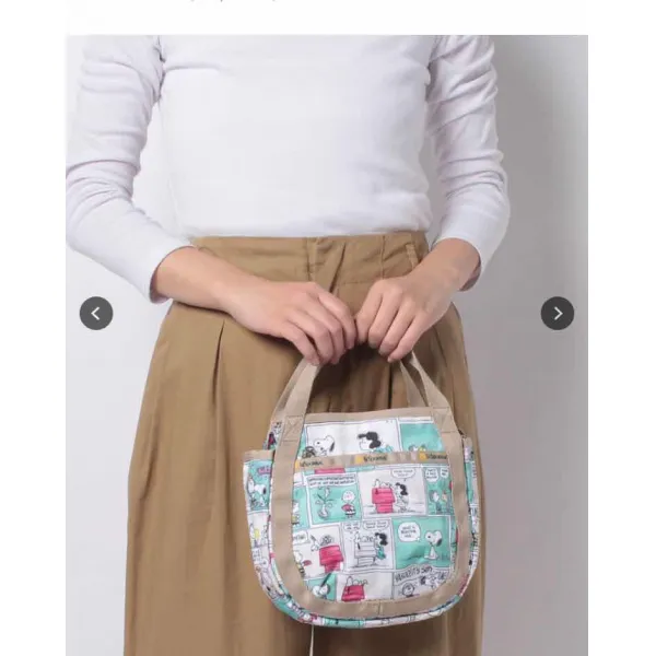 정마켓 LESPORTSAC 악송시 805 6 큐트 작은 손을 감고 있다 통 가방 만화 스누피