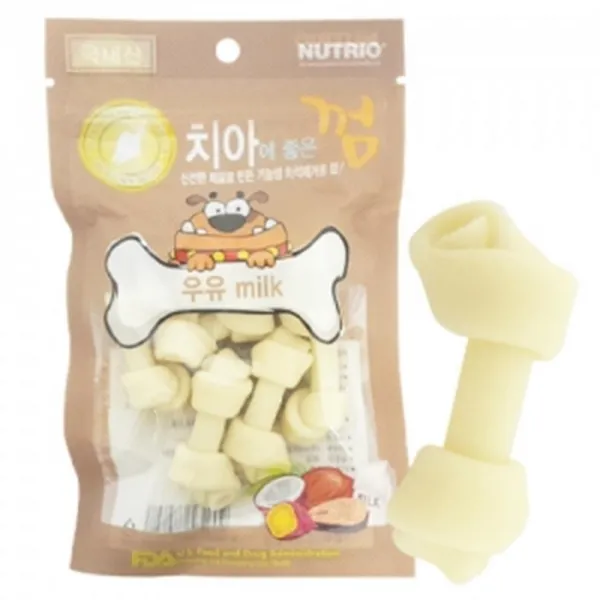 치아사이 이물질제거 강아지양치껌 우유 기능석간식, 1개