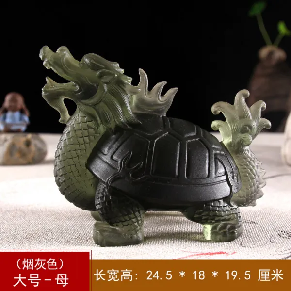 와이유 거북용 유리용거북장식품장수홈진택장식품현관조재풍수축수생일선물공예 라지 암컷 그레이