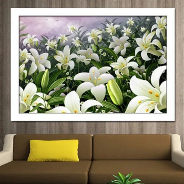 즐거운코코 보석십자수 3d 순수한 백합 60x40cm 십자수도안