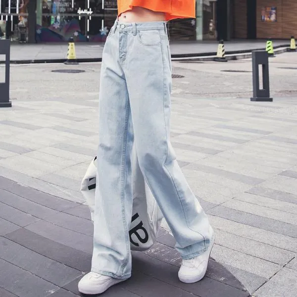 여성와이드청바지 급락 와이드 레그 팬츠 여성 드래