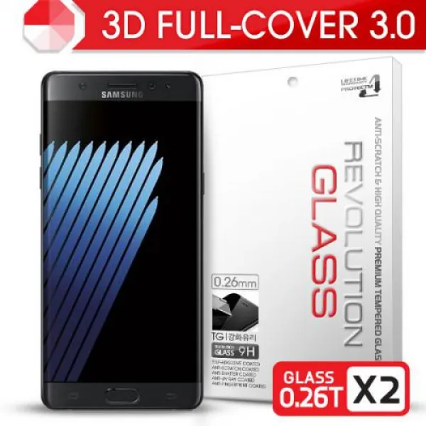 바보사랑 갤럭시노트fe 레볼루션글라스 3d 라운드풀커버3.0 강화유리 1개
