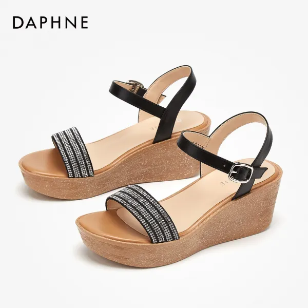 해외구매대행 여성 여름 웨지 샌들 큐빅 스트랩 웨지힐