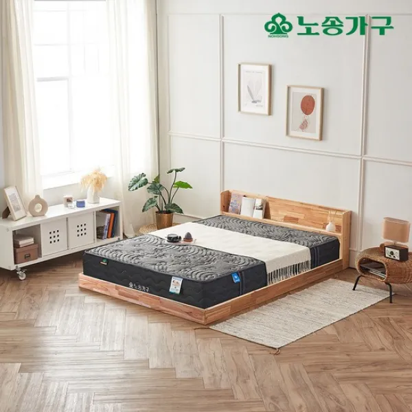 노송가구 참죽나무 책꽂이 수납싱글침대 NS-포라독립CL라텍스 매트리스포함 받침대포함