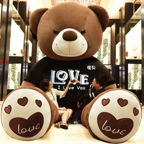 곰인형 곰 bebear피큐어 테디베어 인형 여아 슈퍼빅사이즈 귀여운 빅베어 특대사이즈 판다, C04-(마케팅 가격)직각 측정 1.4미터-GTAL, T07-(LOVE)다크브라운 블랙후드티-VY