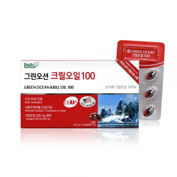데일리그린 크릴오일 인지질 아스타잔틴 오메가3 NCS 선상가공 krill oil 미국산, 30p, 500mg
