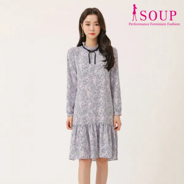 SOUP 프릴넥 플라워 원피스(SU3OPR4)