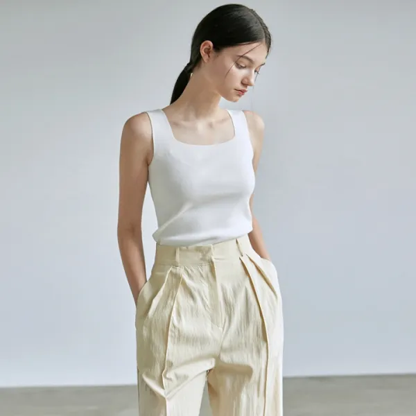 닉앤니콜 SQUARE NECK KNIT SLEEVELESS_IVORY